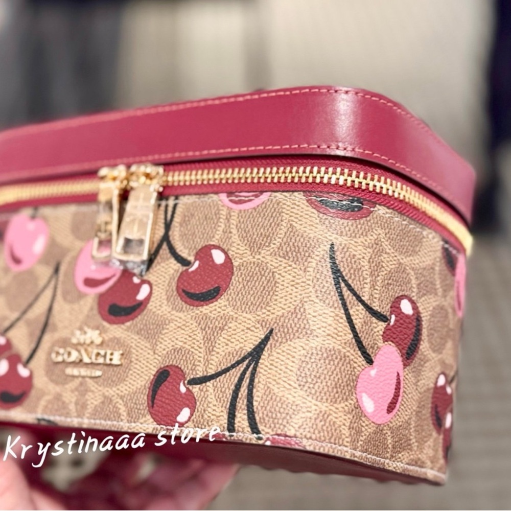 Coach Cosmetic Case In Signature Canvas With Cherry Print CZ025 Tan multi - Picture 10 of 10